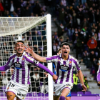 Salazar (38) celebra el último gol del Real Valladolid, marcado el 9 de diciembre. REAL VALLADOLID