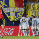 Jugadores celtistas festejan uno de los goles al Villarreal.-LALIGA