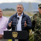 El presidente de Colombia, Iván Duque, da unas declaraciones a la prensa en Bogotá  Colombia.-EFE