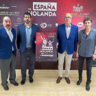 Carlos Sainz, Alberto Bustos, Benito Tejedor y Elisa Aguilar ayer en Postquam en la presentación del partido internacional,-PABLO REQUEJO
