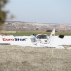 Imagen de la avioneta caída en el aeródromo de Corral de Ayllón, en Segovia.-ICAL