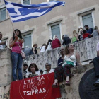 Protestas en Atenas contra las políticas de austeridad, este domingo.-