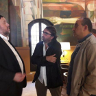 Oriol Junqueras con los líderes de UGT y CCOO en una imagen de archivo.-EL PERIÓDICO (UGT)