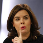 La vicepresidenta del Gobierno, Soraya Sáenz de Santamaría, en consejo de ministros.-JUAN MANUEL PRATS