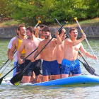 Un grupo de jugadores, durante la actividad en el Canal de Castilla.-FERNANDO FRADEJAS