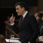 Pedro Sánchez, durante el debate de investidura en el Congreso.-JOSÉ LUIS ROCA