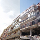 El antes y el después del edificio de la calle Goya de Valladolid tras la explosión de gas en una imagen de archivo. -E.M.