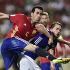 Sergi Busquets, durante el partido de la selección española de fútbol contra Liechtenstein, que se celebró el lunes en León.-Alvaro Barrientos