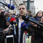 Cédric Moisse, uno de los abogados de Salah Abdeslam, al salir de la audiencia de este jueves.-LAURENT DUBRULE