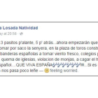 Captura del mensaje de Facebook de Nuria Losada Natividad.-