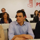 Pedro Sánchez, en el centro, durante el comité federal de los socialistas, este lunes.-AGUSTÍN CATALÁN