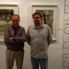 El galerista Mariano Olcese y el pintor Fernando Palacios en la muestra-EL MUNDO