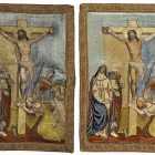 Estado del banderín de la Cofradía de la Crucifixión ‘Longinos’ antes y después de la restauración.-EL MUNDO