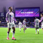 9 de diciembre. Imagen del último gol del Real Valladolid obra del jugador del filial Salazar ./ IÑAKI SOLA/ RVCF