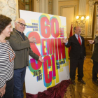 Mercedes Cantalapiedra (i), concejala de Cultura, Comercio y Turismo del Ayuntamiento de Valladolid, Oscar Mariné Brandi (2i), Autor del Cartel, Javier León de la Riva (2d), Alcalde de Valladolid y Javier Angulo (d), Director de la Seminci-Ical