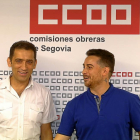 El secretario regional de CCOO, Vicente Andrés, ayer,  junto al secretario de CCOO en Segovia, Álex Blázquez.-ICAL