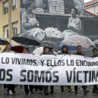 Los exseminaristas de La Bañeza, durante la manifestación del pasado mes de febrero.-ICAL