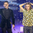 Manel Navarro, junto a Jaime Cantizano, tras su polémica selección para representar a TVE en el Festival de Eurovisión.-