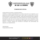 Comincado del Independiente del Valle. / EM