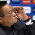 Chen Yansheng, el pasado enero en la sala de prensa del estadio de Cornellà-El Prat.-AFP / LLUIS GENE