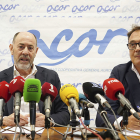 El presidente y el director general de ACOR, Jesús Posadas y José Luis Domínguez, respectivamente, presentan los resultados económicos de la cooperativa durante el ejercicio 2022-2023. ICAL