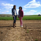 Raquel Arroyo, ingeniera agrónoma responsable de la finca experimental Muñovela y Maria del Mar Siles, directora del Irnasa, en los campos de ensayo del IRNASA.-ENRIQUE CARRASCAL