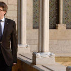 Carles Puigdemont tras su comparecencia.-AFP / JOSEP LAGO