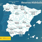Mapa de la reserva hidráulica en España.-EUROPA PRESS