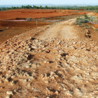 La calzada romana destapada durante las obras de la autovía del Duero, en el tramo entre Venta Nueva y Santiuste.-MARIO TEJEDOR