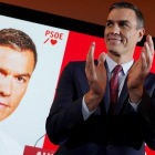 Pedro Sánchez, durante la presentación de la campaña del PSOE para el 10-N, este lunes en Madrid.-JOSÉ LUIS ROCA