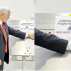 Mike Pence coloca su mano en un equipo de la NASA a pesar de la advertencia 'No tocar'.-INSTAGRAM