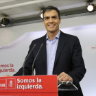 Pedro Sánchez, este martes en la sede del PSOE.-JUAN MANUEL PRATS