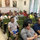 Trabajadores de la sección sindical de Garoña de UGT en una asamblea en Miranda a principios de mes.-ICAL