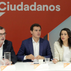 Villegas, Rivera y Arrimada, en la reunión de ayer de la ejecutiva.-ICAL