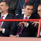 El rey Felipe VI, Pedro Sánchez y Quim Torra, en la inauguración de los Juegos del Mediterráneo, en junio del 2018 en Tarragona.-LLUIS GENÉ (AFP)