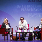 Mercedes Monmany, Diego Doncel y Joan Tarrida en el teatroZorrilla.-F.L.V.