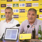 Ángel Rodríguez y Paco Herrera, durante la rueda de prensa de despedida de Las Palmas tras su destitución.-UD LAS PALMAS