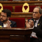Pere Aragonès y Quim Torra, en el Parlament.-ALBERT BERTRAN