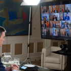 Pedro Sánchez en videoconferencia con los presidentes autonómicos. -E.M.
