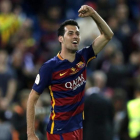 Sergio Busquets, durante la final de Copa del pasado domingo ante el Sevilla-EFE / JUAN CARLOS HIDALGO