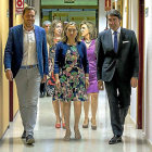 Óscar Puente, Ana Pastor y Juan Carlos Suárez-Quiñones se dirigen a firmar el convenio de alquileres sociales.-ICAL