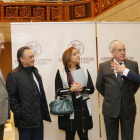 (IaD) Los consejeros, Miguel Ángel Jimenez y Jesús Melero, la secretaria general del PSOE de Palencia , Miríam Andrés, el presidente del Consejo de Cuentas, Jesús Encabo y el portavoz del Grupo Parlamentario Socialista de las Cortes regionales, Luis Tudan-Ical