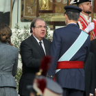 Juan Vicente Herrera, saluda al rey Felipe VI en los actos con motivo del Día de la Fiesta Nacional.-ICAL