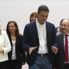 Susana Díaz, Pedro Sánchez y Miquel Iceta, en septiembre del 2015 en Madrid.-DAVID CASTRO