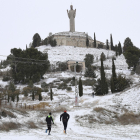 El Cristo del Otero, en Palencia, cubierto por la nieve que dejó a su paso el temporal Filomena. REPORTAJE GRÁFICO: ICAL