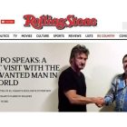 Imagen de la portada de la web de 'Rollin Stone' con la noticia de la entrevista entre Sean Penn y 'el Chapo' Guzmán.-