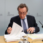 El vicepresidente de la Junta y consejero de la Presidencia, José Antonio de Santiago Juárez, durante la rueda de prensa posterior al Consejo de Gobierno de Castilla y León-ICAL