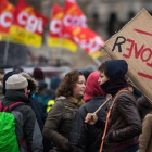 Manifestación contra la reforma de las pensiones, este martes en Nantes. /-AP