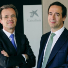 Jordi Gual y Gonzalo Gortázar en las oficinas centrales.-EL MUNDO