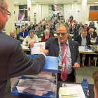 El presidente de la Federación de Fútbol de Castilla y León, Marcelino Maté, durante una Asamblea.-E.M.